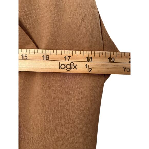 Glamorous Ladies Jacket Sm Camel Sleeveless Open Front Waterfall Draped Kimono - Picture 9 of 12